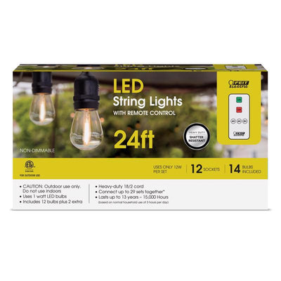 Feit LED String Lights w/Remote Control Amber 24 ft. 12 lights