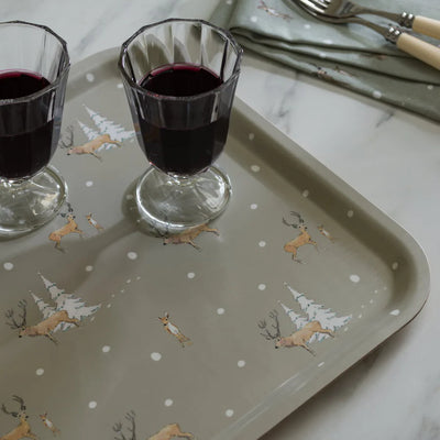 Sophie Allport Printed Tray Christmas Stags Large