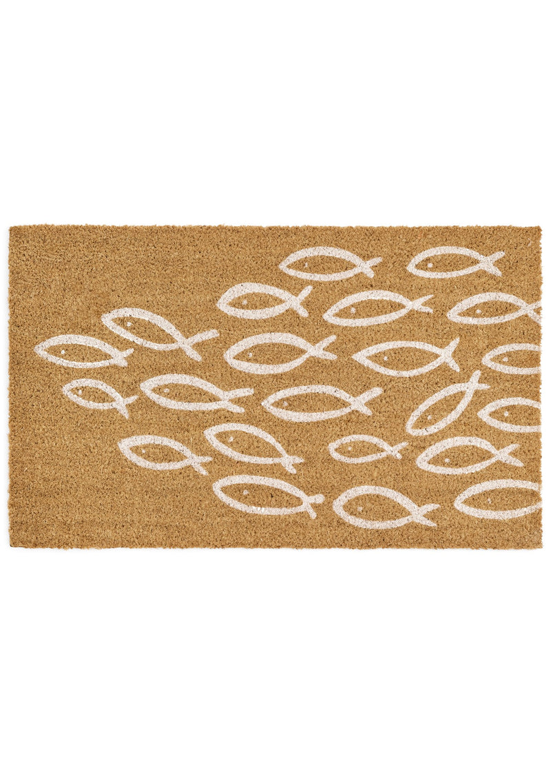Coir Doormat Fish Natural/White 18X30