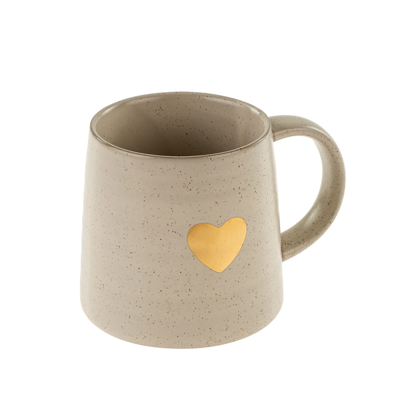 Gold Heart Mug - Cream