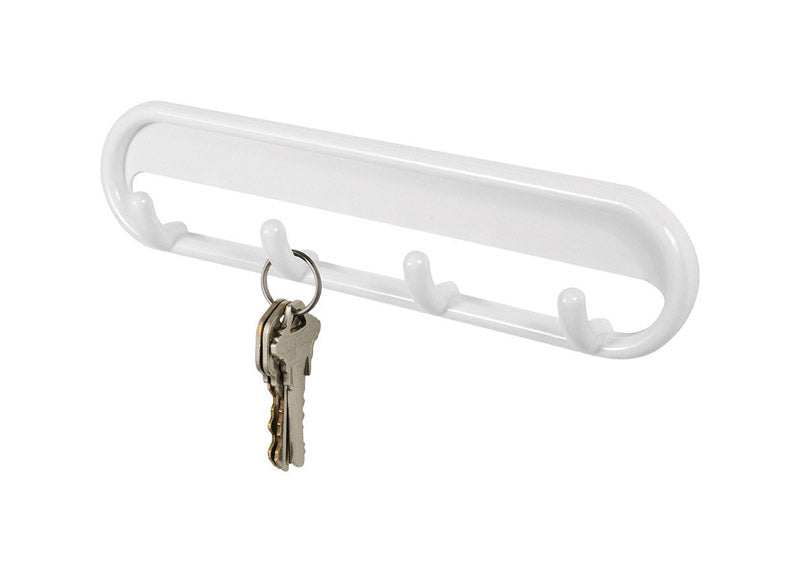 iDesign White Plastic Medium Multi-Purpose 4-Hook Rack
