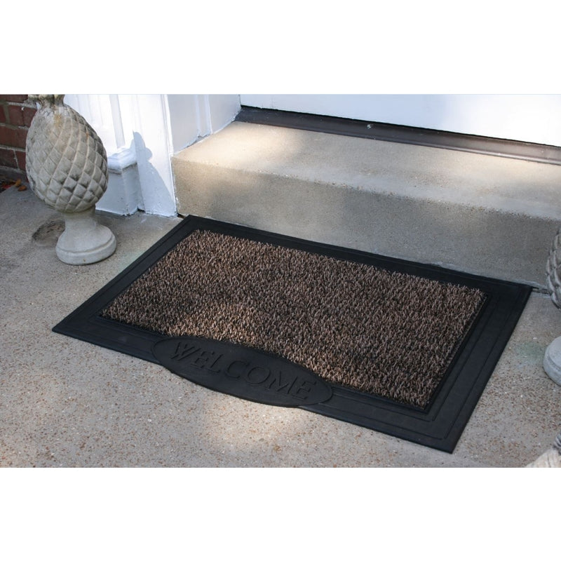 GrassWorx 24 X 36 Black/Brown Welcome Polyethylene Doormat