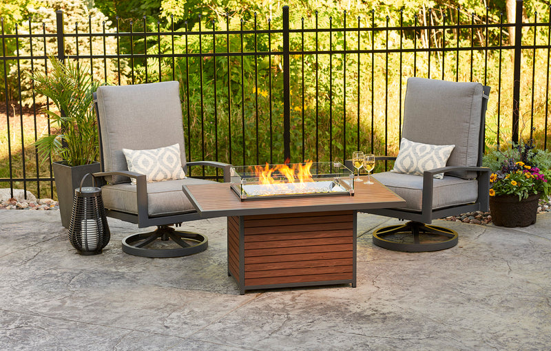 Kenwood Rectangular  Gas Fire Pit Table (Umber Brown)