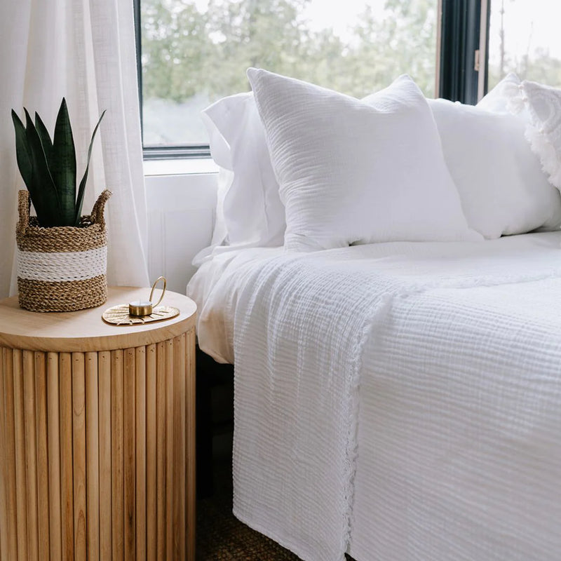 Crinkle Bed Cover - King - White
