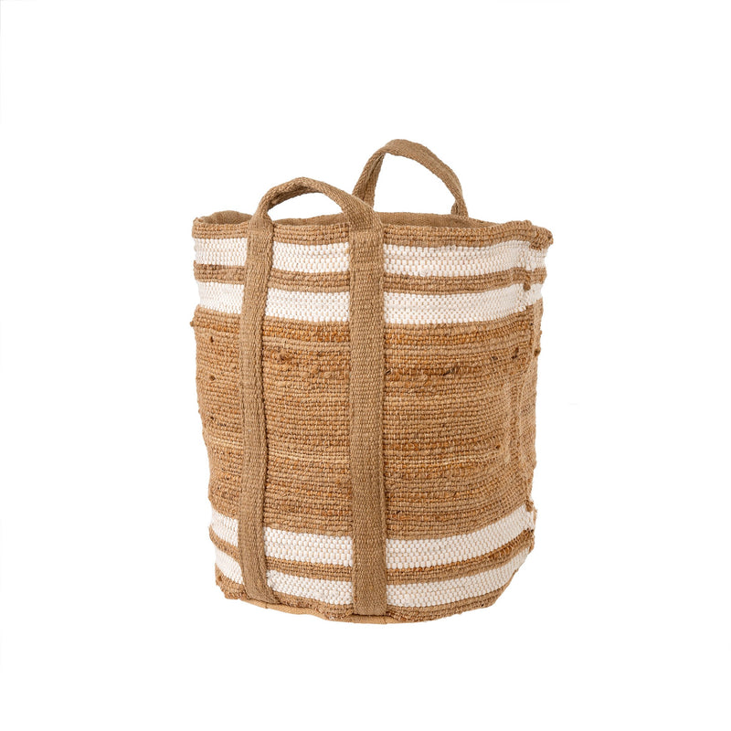 Coastal Stripe Basket - White