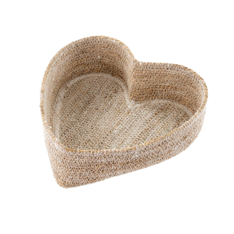 Heart Seagrass Basket White