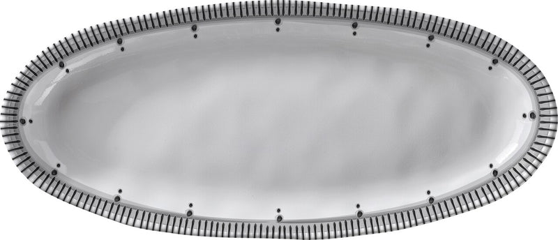 Black & White Oval Platter 18" Melamine