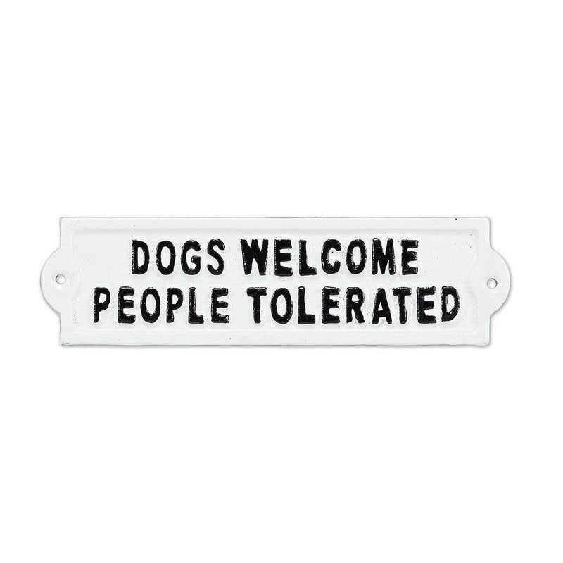 Dogs Welcome Sign White 9"L