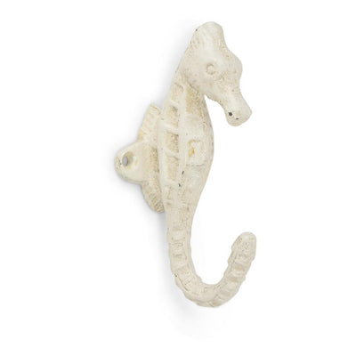 Seahorse Antique White Hook 5"