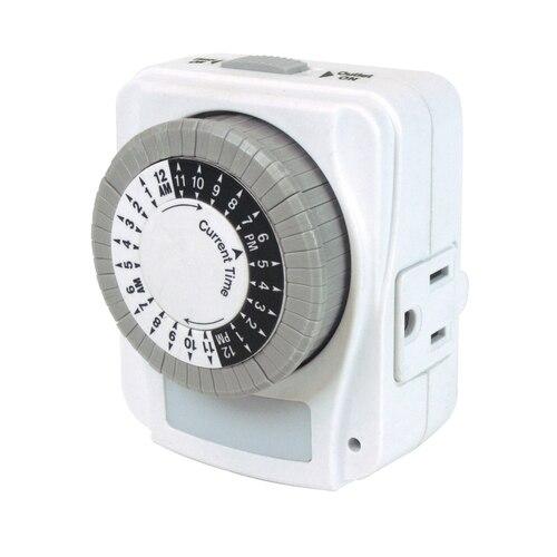 Prime Indoor 24 Hour Mechanical Timer with Nightlight and Grounded Outlet 125 volt White