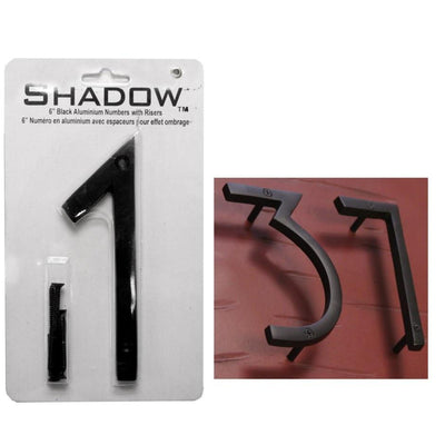 6" Shadow Aluminum House Number Black