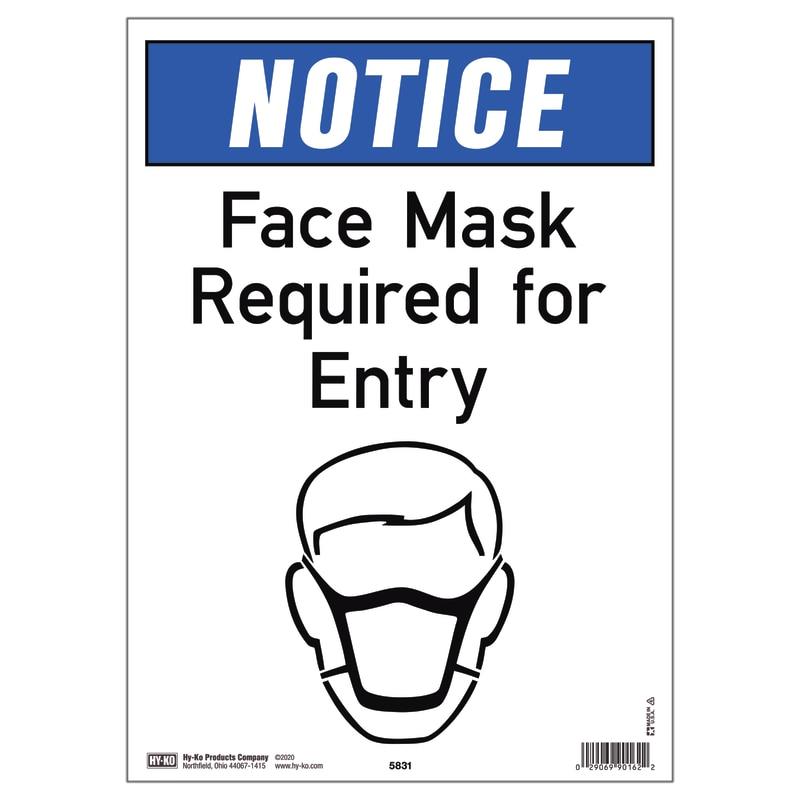 English White Mask Needed Sign 10" H x 14" W