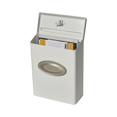 Designer Galvanized Steel Wall-Mounted White Lockable Mailbox