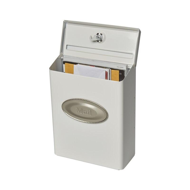 Designer Galvanized Steel Wall-Mounted White Lockable Mailbox