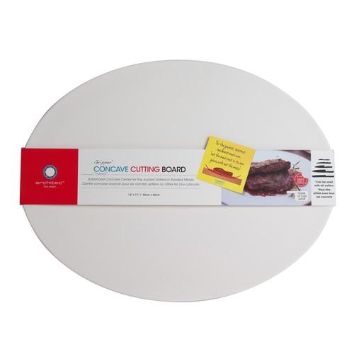 Architec 13 in. W x 17 in. L Textured White Polypropylene Concave Carving Board
