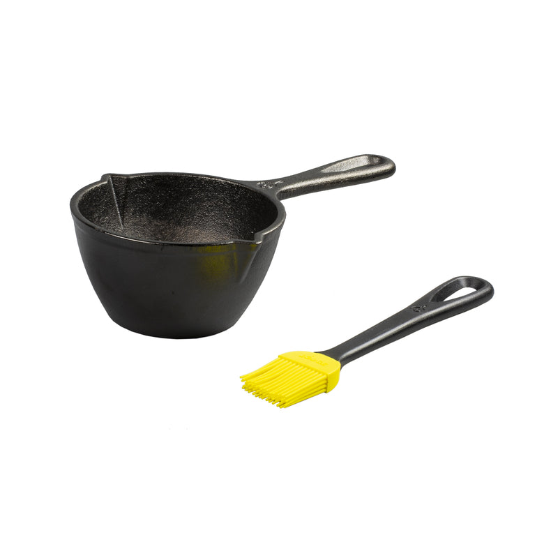 Lodge Cast Iron/Silicone Pot and Brush Black