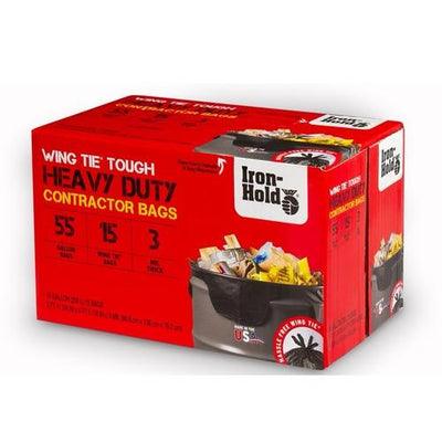Iron-Hold 55 gal. Contractor Bags Twist Tie 15 pk