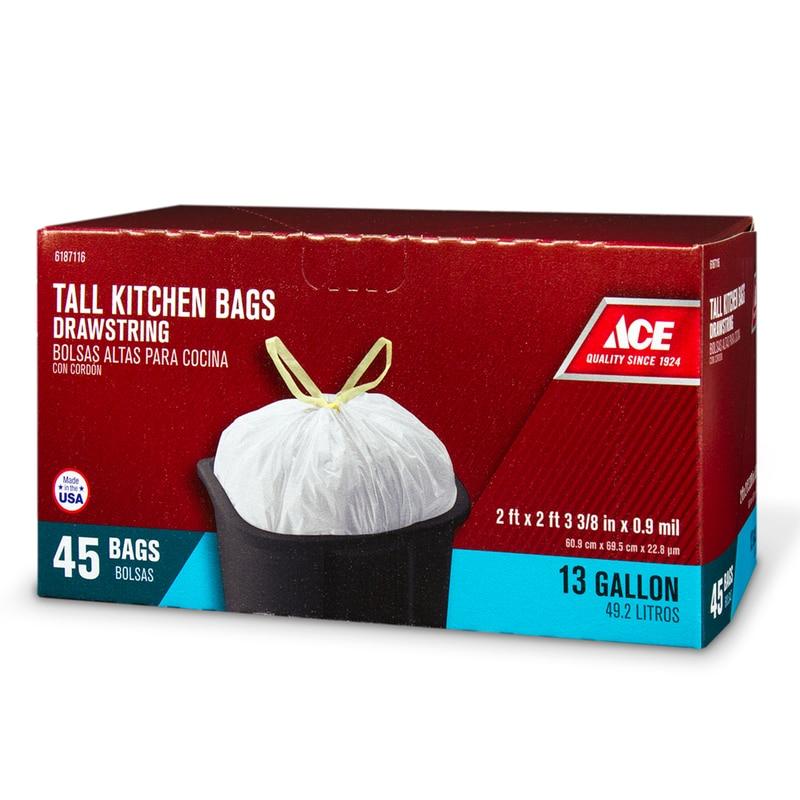 Ace 13 gal. Tall Kitchen Bags Drawstring 45 pk