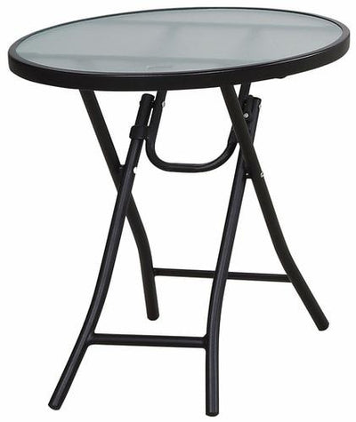 Living Accents Round Black Glass Folding Side Table - 18"