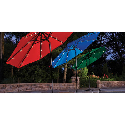 Living Accents Solar LED 9 ft. Tiltable Hunter Green Market Umbrella
