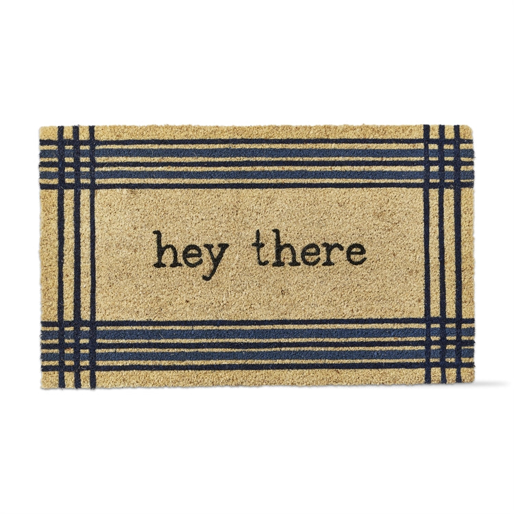 Hey There Checked Coir Doormat - 18" x 30"