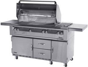 Alfresco 56" Grill on Cart with Refrigerator
