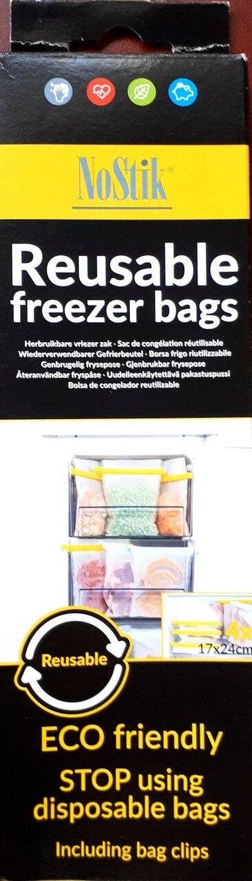 Reusable Freezer Bags w/clip 4/pk