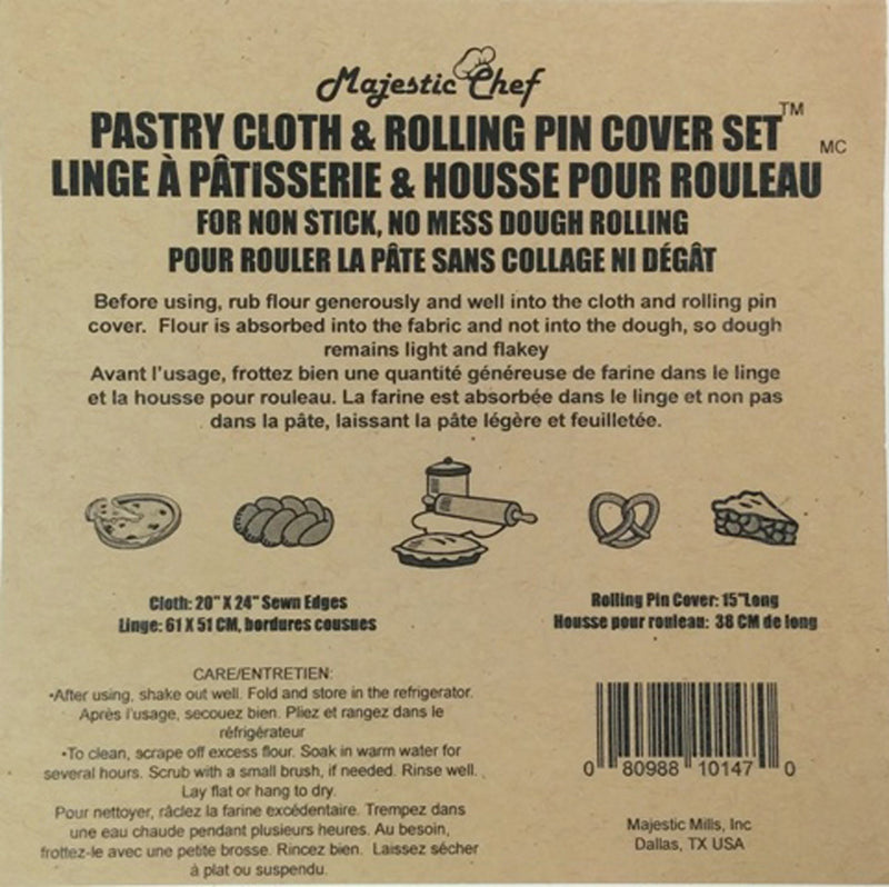 MAJESTIC-CHEF Pastry Cloth & Rolling Pin Cover
