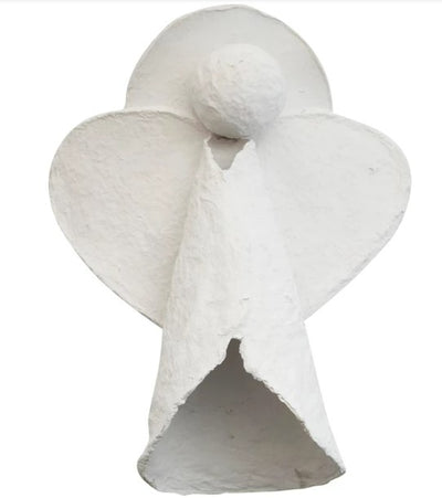 Handmade Paper Mache Angel Tree Topper White - 11"