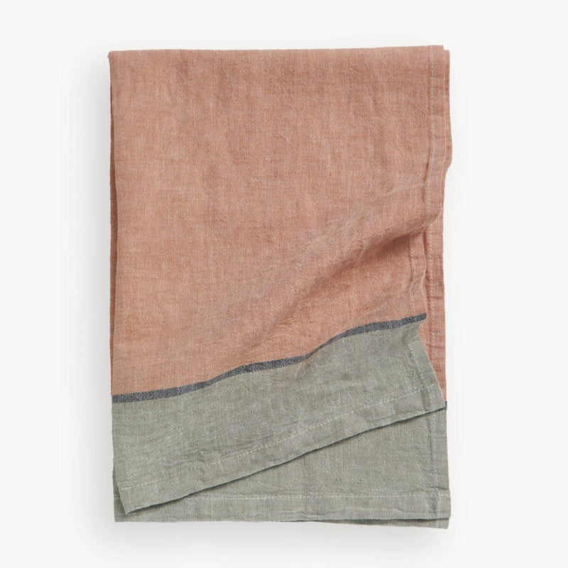 HAND TOWEL FRENCH STRIPE LINEN NATURAL SAGE