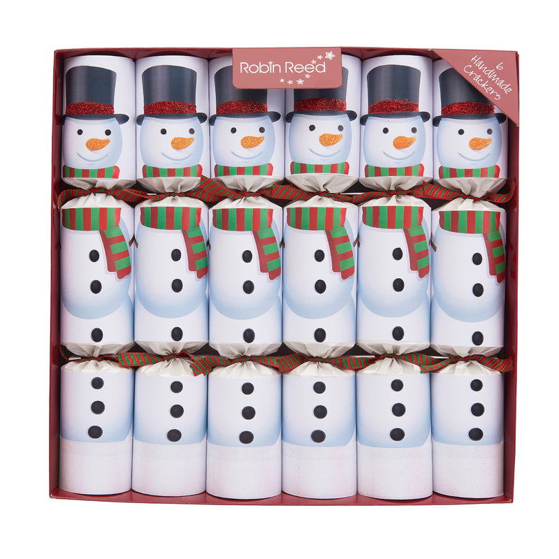 Robin Reed Christmas Cracker Snowman White W/Racing Snowman 13"/6pc