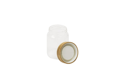 PEBBLY Round Glass Storage Jar With Bamboo Screw Lid - 15oz