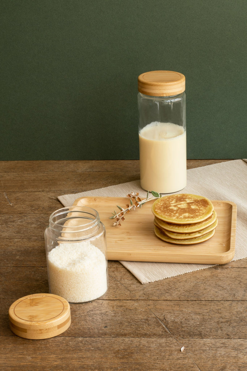 PEBBLY Glass Jar Set With Bamboo Lid - Set/3